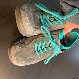 Dansko‎ Elise Suede Sneakers Womens 10 Gray Teal Low Top Lace Up Comfort Shoes